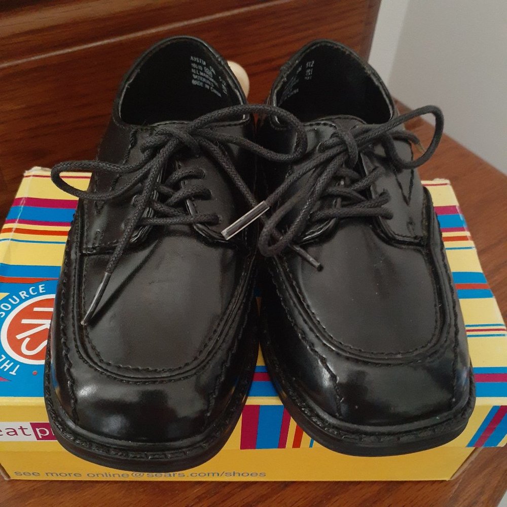 Little Boys Toddler Black Dress Shoes - AUSTIN style - Size 6 Medium